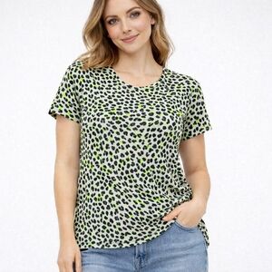 Liverpool Black and White Leopard Print Short Sleeve Top